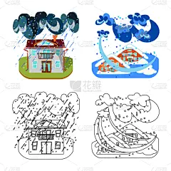 天气,发狂的,图标,云,雪,强风,暴风雨,大风雪,天空,下雪
