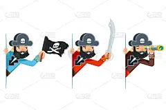 望远镜望远镜军刀骷髅旗海狗海盗海盗filibuster海盗look out角落卡通人物设定平面设计矢