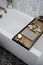 DIY Wood Bath Tray with Brass Handles