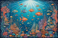 海洋生物动物海底插画图片
