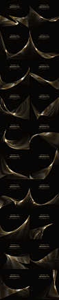 黑色线条质感金色曲线化妆品科技感背景板海报EPS矢量设计AI素材