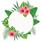 手绘绿色叶子花环png透明素材