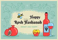 节日,犹太新年,贺卡,杯垫,希伯来文,食品,问候,庆祝