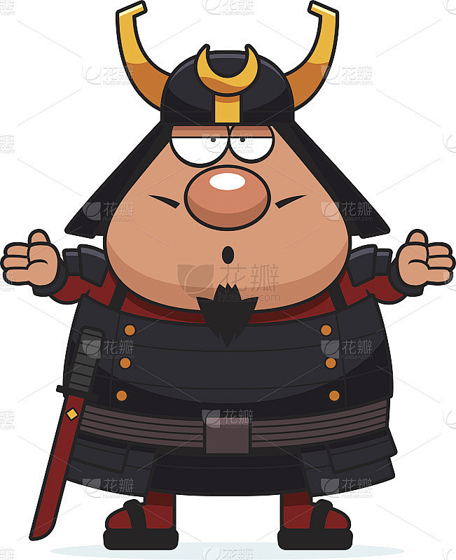 困惑的卡通武士