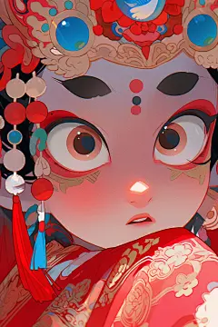 京剧女孩国潮手绘插画