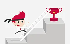 手绘奔向成功的男人图高清素材 卡通 商务 场景 奋斗 帅气 插图 男士 阶梯 免抠png 设计图片 免费下载