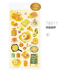 日本mw烫金珠光手帐mindwave手绘食物甜点冰激凌日记装饰纸质贴纸-淘宝网