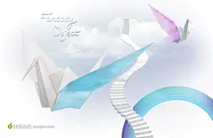 手绘广告创意图形宣传海报--纸鹤