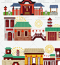 中国复古古建筑风景背景H5页面游戏插画场景元素设计EPS矢量素材-淘宝网