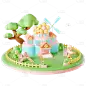 软3D幼儿园学校场景贴纸