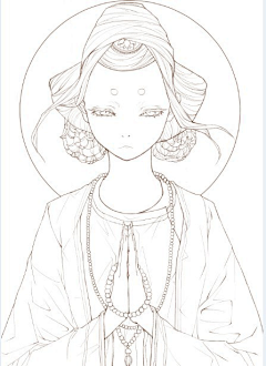 展翎翛采集到线稿
