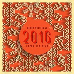 2016年圣诞快乐，冬日雪花贺卡