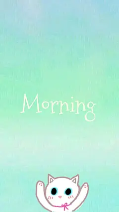 Miss.Y的原创。简单系列。喵，morning。手机壁纸。薄荷绿，少女心。