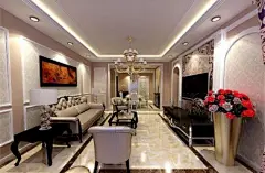 简欧风客厅优雅纹理壁纸