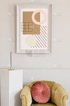 华贵,边框,模板,公寓,绘画艺术品,扶手椅,灰色,围墙,装饰物,起居室