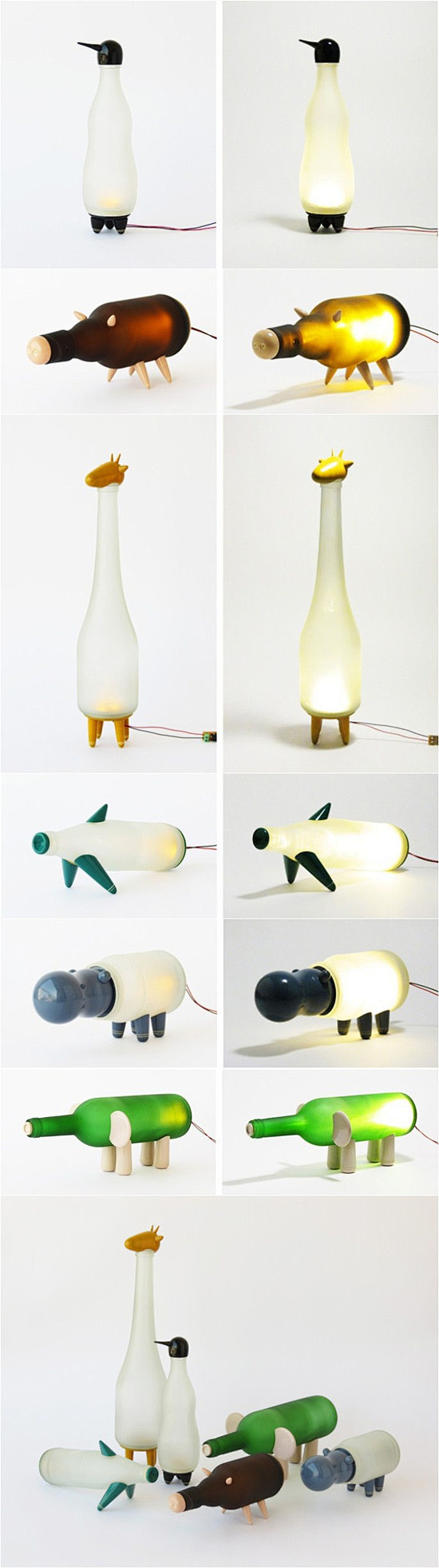 这一组台灯是由六个形态各异的“小动物”组...