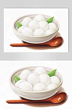 AI数字艺术国潮古风元宵节汤圆美食插画