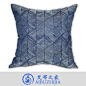 软装现代新中式抱枕样板房靠包蓝白色几何方格样板间装饰靠垫腰枕