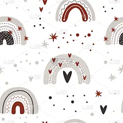 儿童,彩虹,纺织品,海报,可爱的,矢量,纸,式样,住宅房间,星形