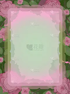 垂直的花框架与玫瑰。温柔浪漫的信笺