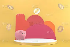 商业3D，极简主义，模型商业抽象彩色卡通。三维渲染