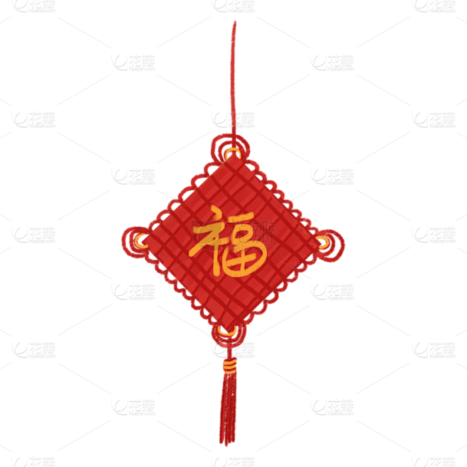 卡通感春节福字中国结元素