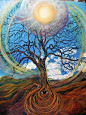 Tree.  Sacred Art painting by Alison Baumsteiger. Available at Ecoartopia.org and http://www.redbubble.com/people/ecoartopia/portfolio  Earth Day. Earth. God. Gaia.  Celtic. Tree of life. Meditation.  Sacred. Spiritual. Art.  Sun, Earth Day.