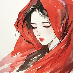 一组清冷感红衣女生头像｜AIGC - 小红书