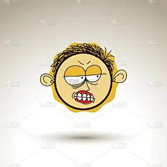 矢量艺术手绘插画生气的人，情绪