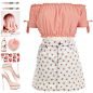 A fashion look from August 2017 featuring ruched top, floral printed skirt and peep toe pumps. Browse and shop related looks.