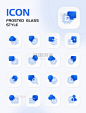 科技企业智能蓝色磨砂玻璃icon图标图片_潮国创意