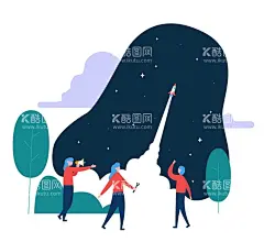 发射的火箭和人物  - 源文件下载【酷图网】科技,创意,发射,火箭物,星空,eps,ai,矢量,高清图片,素材,