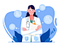 Doctor peace business plant profession job nurse beauty help blue treatment drug medical hospital doctor woman design girl people character illustration