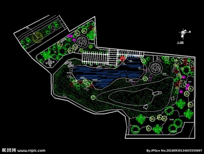公园的园林景观施工图纸CAD