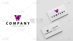 标志多边形与字母w模型的名片与标志
