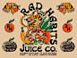 Rad Habits Juice Co. lightning bolt big cat tigers apparel brand illustraion vegitable orange tiger head tattoo radio badge cat kale banana animal mushroom fruit juice tiger