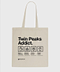 Twin Peaks Tribute David Lynch Dale Cooper Laura Palmer Movie Cult Tote Bag totebag cotton bag textil Graphic Design Minimalist Helvetica