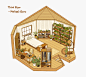 This may contain: a drawing of a bedroom with plants in it