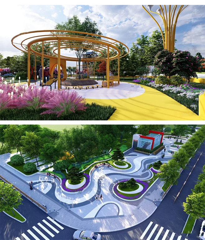 口袋公园市政广场街头小游园街角沿街城市公园绿地现代景观su模型-淘宝网-花瓣网