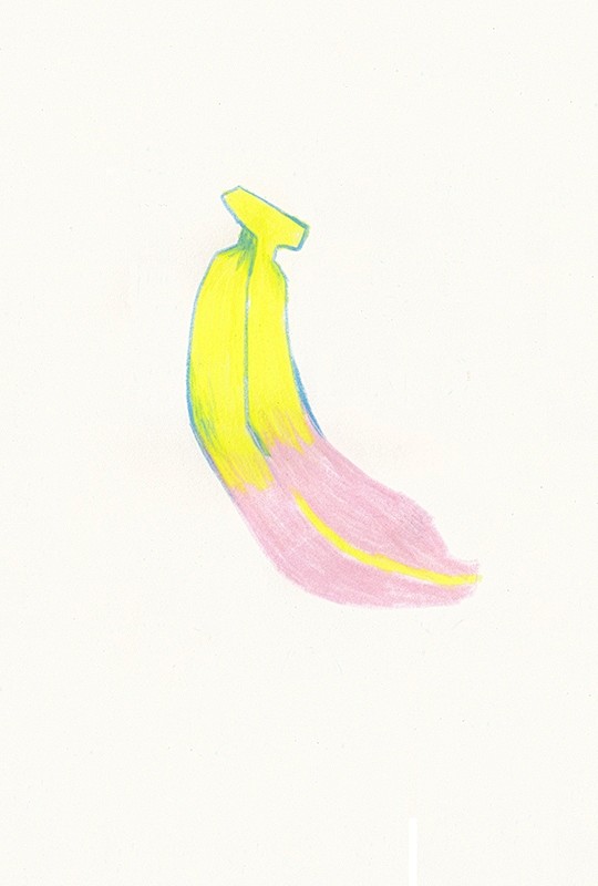 彩铅#水果#插画#粉色#香蕉#黄色