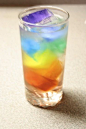 rainbow water - for St Patricks Day food coloring in ice cubes.  Sparkling water or a healthier version of Sprite