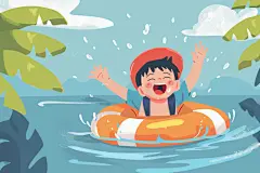 夏季安全插画谨防溺水普及