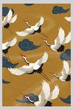 飞鹤中式国潮风典雅手绘插画
