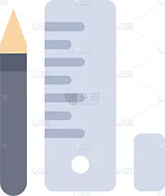 铅笔,水笔,图标,平坦的,彩色图片,比例,华丽的,测量工具,字母,教育
