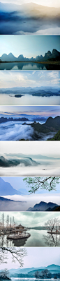 中国风山水山峰山脉高清海报背景