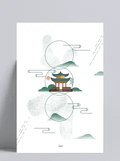 古风小清新庭院宣传|古风装饰,卡通手绘,小清新,青山云雾,小亭子,中国古亭,卡通元素,手绘/卡通