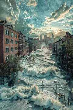 自然灾害春汛大水图片