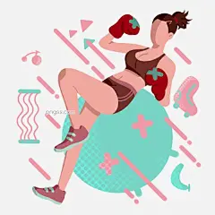 健身运动拳击女孩插画图片大小2000x2000px 图片尺寸560.53 KB 来自PNG搜索网 pngss.com 免费免扣png素材下载！锻炼身体#红色的手套#健身插画#卡通插画#卡通手绘#强身健体#运动插画#运动的女孩#