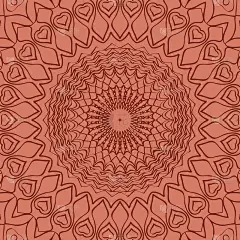 东方花卉图案。曼荼罗的设计。矢量插图。手绘万花筒背景。红砖色