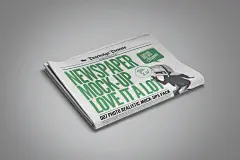英文绿色的报刊样机